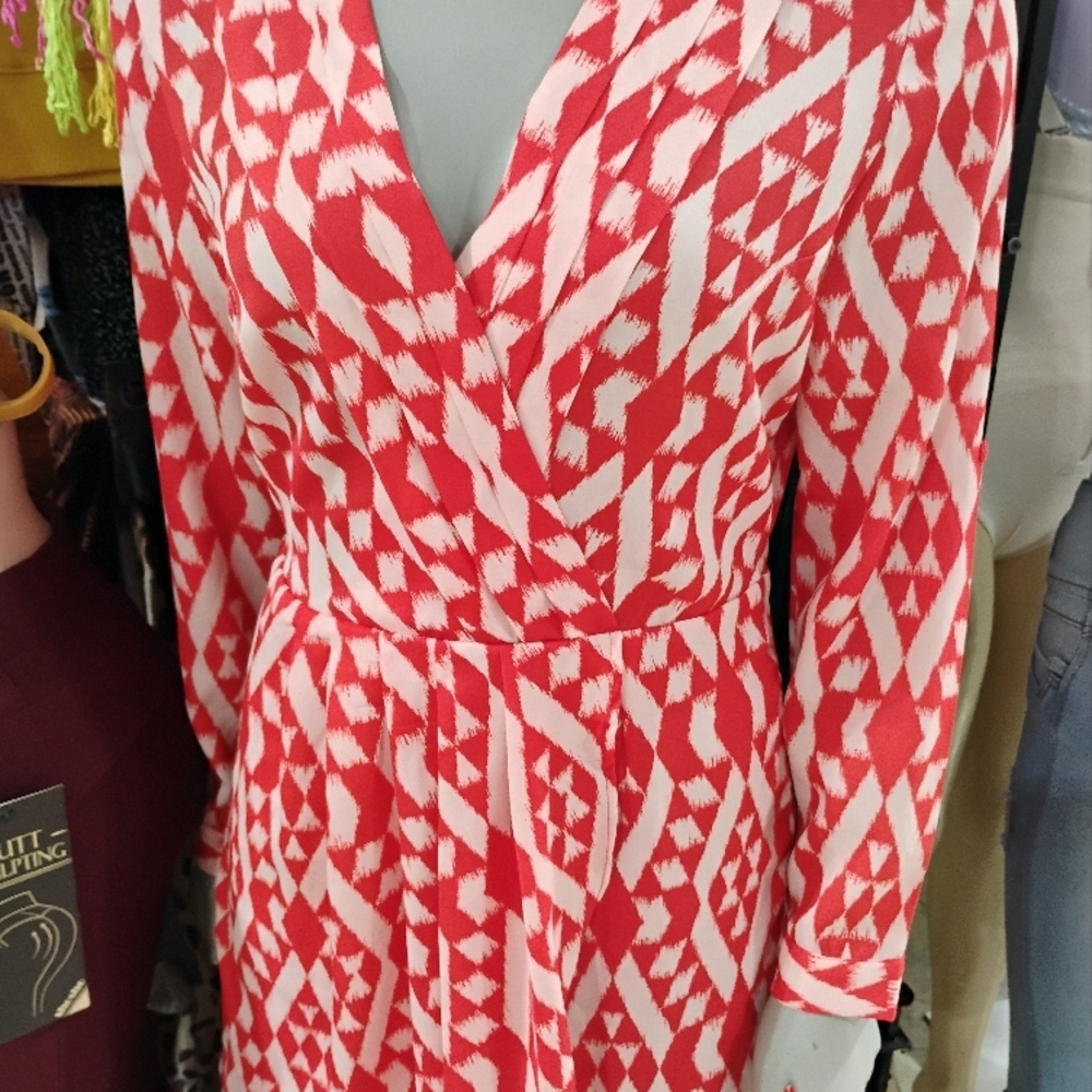 Red and White Patterned Dress
